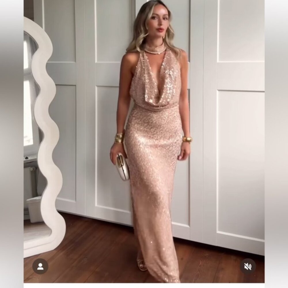 NWT ZARA SEQUIN HALTER DRESS